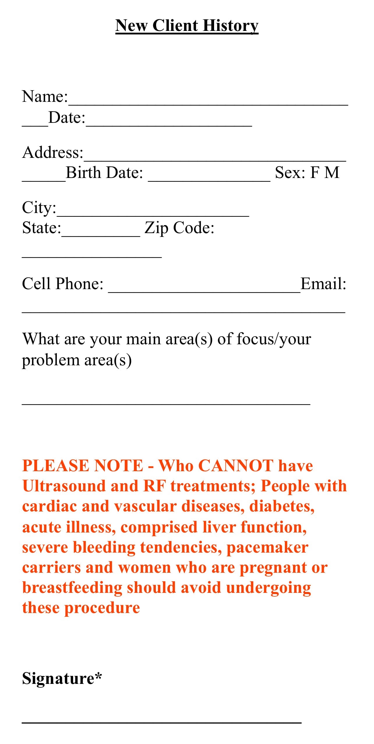 Body Sculpting Consent Form